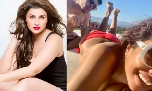 छूरी-कांटा लेकर कुछ यूं मस्ती करते दिखे Nick Jonas व Priyanka Chopra, तस्वीर देख बहन Parineeti Chopra हैरान, पूछा...