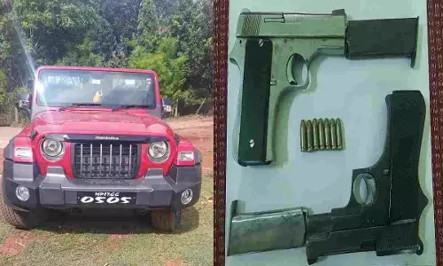 रीवा में अवैध हथियार लेकर थार से घूम रहा था पुलिसकर्मी का बेटा, 2 पिस्तौल समेत 7 कारतूस बरामद