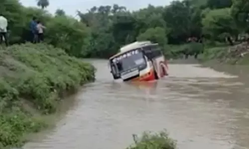 MP के रतलाम में पानी के तेज बहाव में यात्रियों से भरी बस रपटे पर लुढ़की