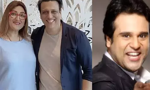 When Govindas wife Sunita was furious at nephew Krishna Abhishek - where can I not see his face?