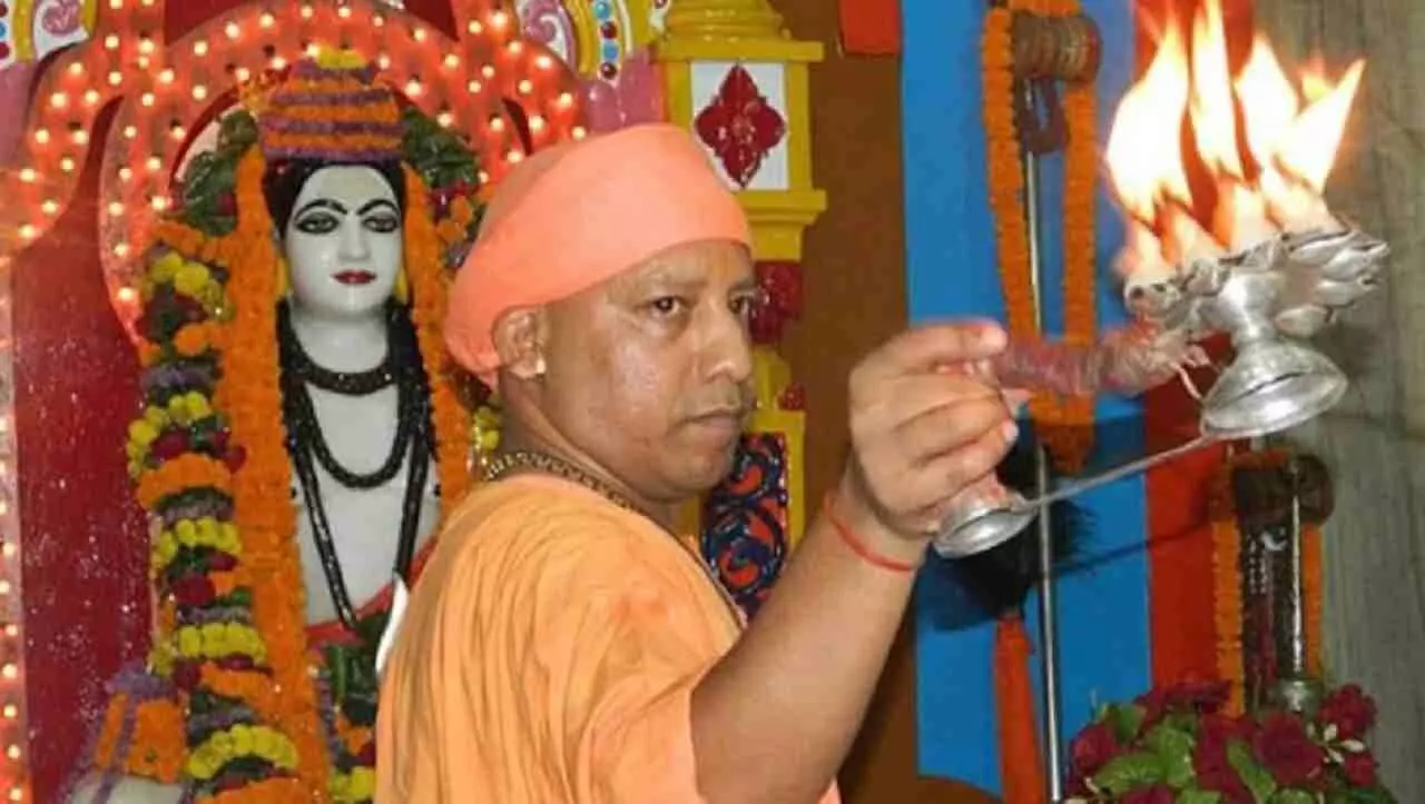 UP CM Yogi Adityanath worshiping Maa Durga during Navratri
