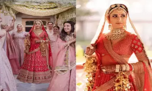 सुर्ख लाल जोड़े में सजी कैटरीना ने की ग्रैंड एंट्री,भाई की जगह बहनों ने निभाई ये रस्म