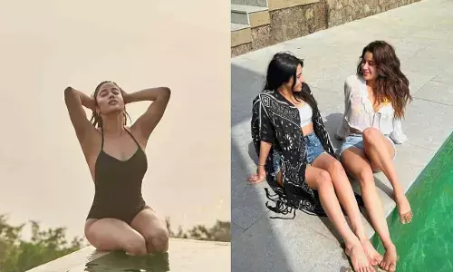 Janhvi Kapoor ने पूलसाइड फोटोशूट कराया, दोस्तों के साथ चिल करते दिखीं