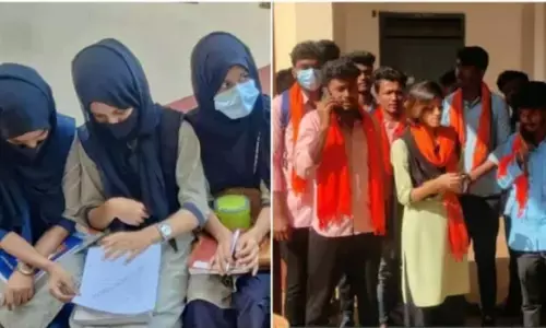 Karnataka Hijab Case: छात्राओं ने हिजाब पहन कर स्कूल आने प्रदर्शन किया तो लड़कों ने भगवा धारण कर लिया