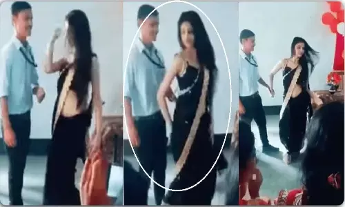 ब्लैक साड़ी पहने टीचर ने किया अपने स्टूडेंट के साथ अश्लील डांस, लोगो ने कहा रिश्तो को शर्मसार कर दिया, वीडियो देख रह जाएंगे दंग