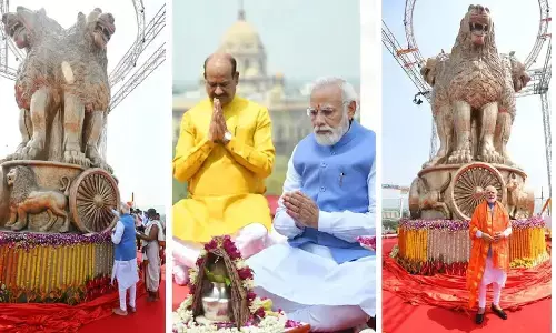 नए संसद भवन में लगा 6.5 मीटर ऊंचा और 9500 KG अशोक स्तंभ, पीएम मोदी ने किया अनावरण