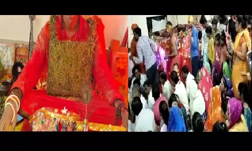 रीवा में मां का एक अनोखा भक्त, शारीरिक आवश्यकताओं का किया त्याग,  शरीर पर उगाये जवारे