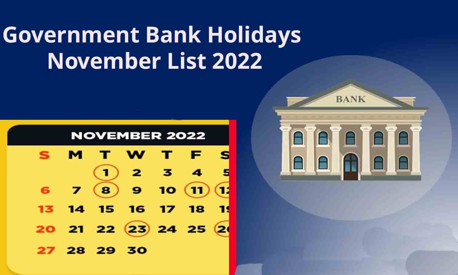 November Bank Holidays 2018 Calendar