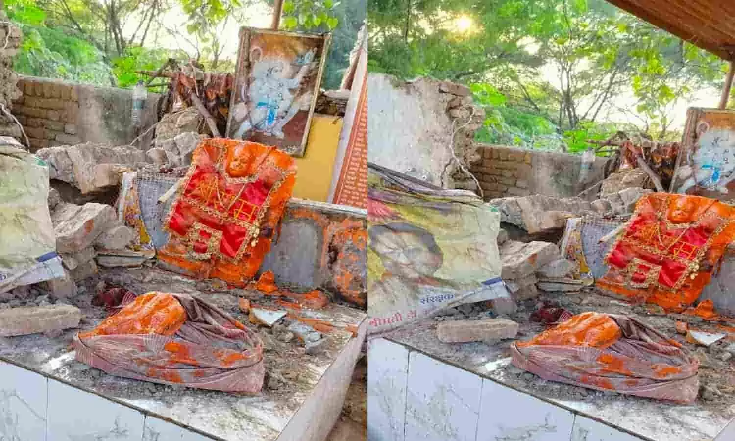 रीवा में बाला जी हनुमान मंदिर को प्रशासन ने गिराया, विश्व हिन्दू परिषद धरने पर बैठा, किया विरोध