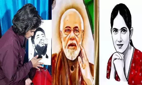 एमपी के जबलपुर में ब्रश-पेंसिल नहीं अपनी उंगलियों से सिंटू ने बना डाली कई दिग्गजों की पेंटिंग