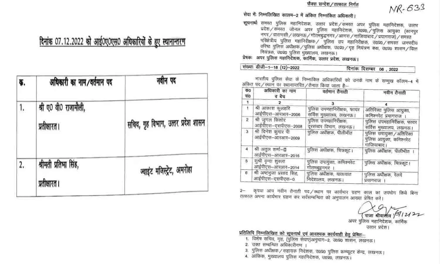 UP IAS Transfer 2022
