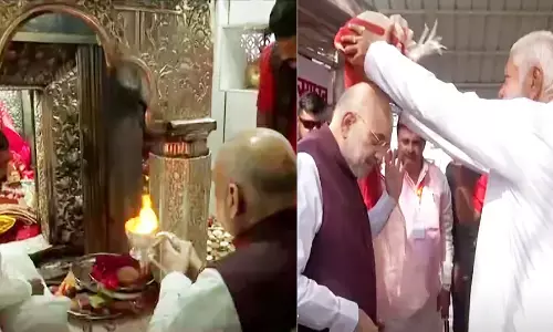 मैहर स्थित माता शारदा के दरबार पहुंचे केन्द्रीय गृह मंत्री अमित शाह और सीएम शिवराज, किए पूजा-अर्चना