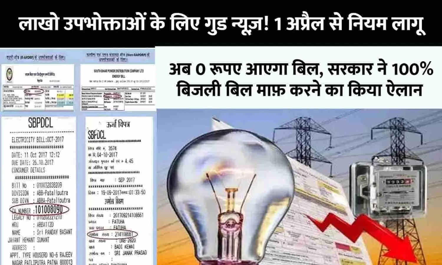 Bijli Bill Mafi Yojna Big Alert 1 April 2023: लाखो उपभोक्ताओं के लिए गुड न्यूज़! 1 अप्रैल से नियम लागू, अब 0 रूपए आएगा बिल, सरकार ने 100% बिजली बिल माफ़ करने का किया ऐलान