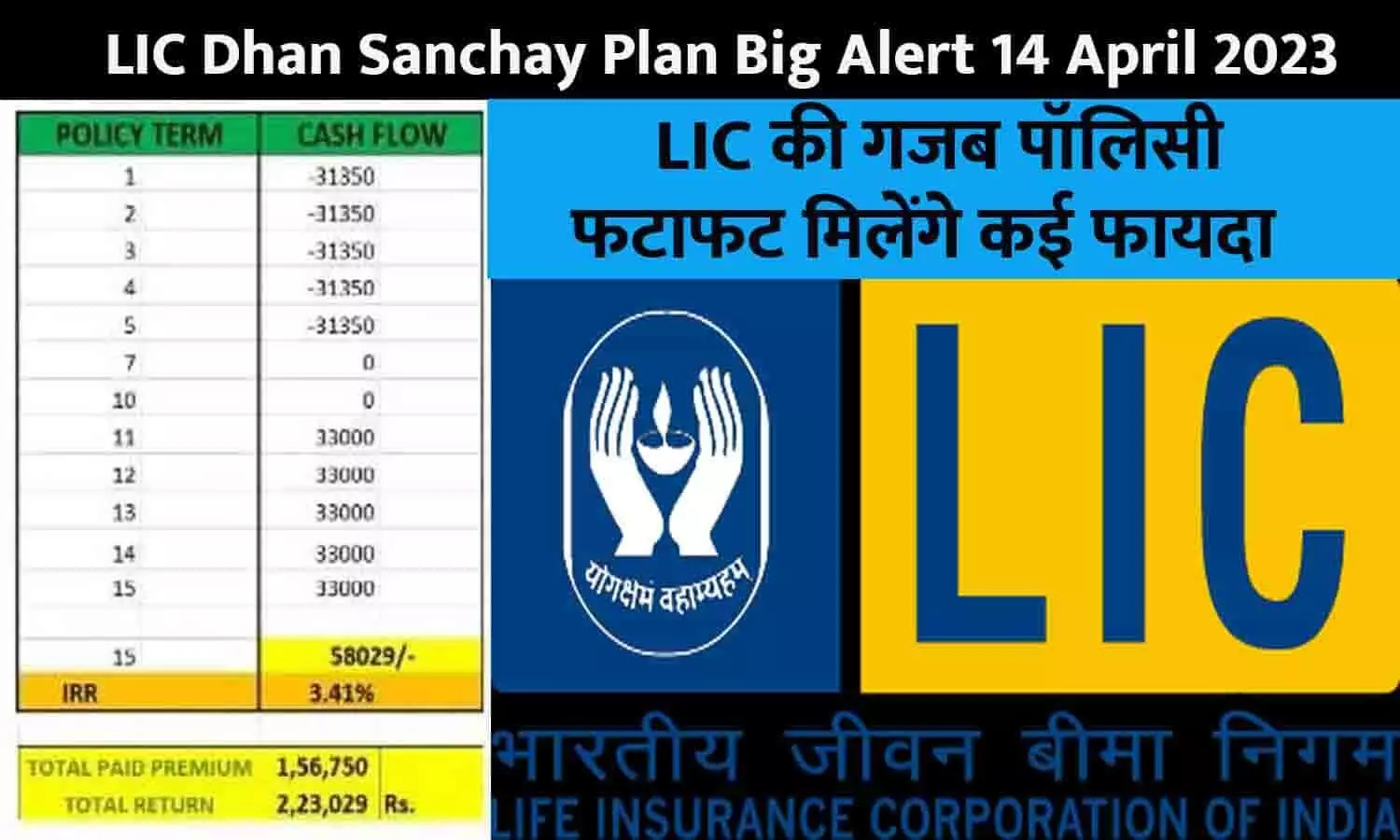 LIC Dhan Sanchay Plan Big Alert 14 April 2023: LIC की गजब पॉलिसी, फटाफट मिलेंगे कई फायदा