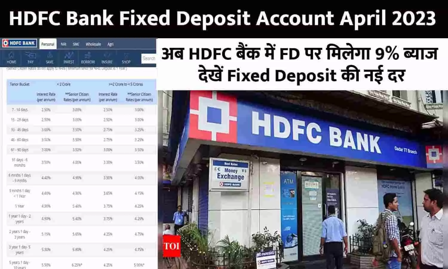 HDFC Bank Fixed Deposit Account Big Alert April 2023: अब HDFC बैंक में FD पर मिलेगा 9% ब्याज, देखें Fixed Deposit की नई दर