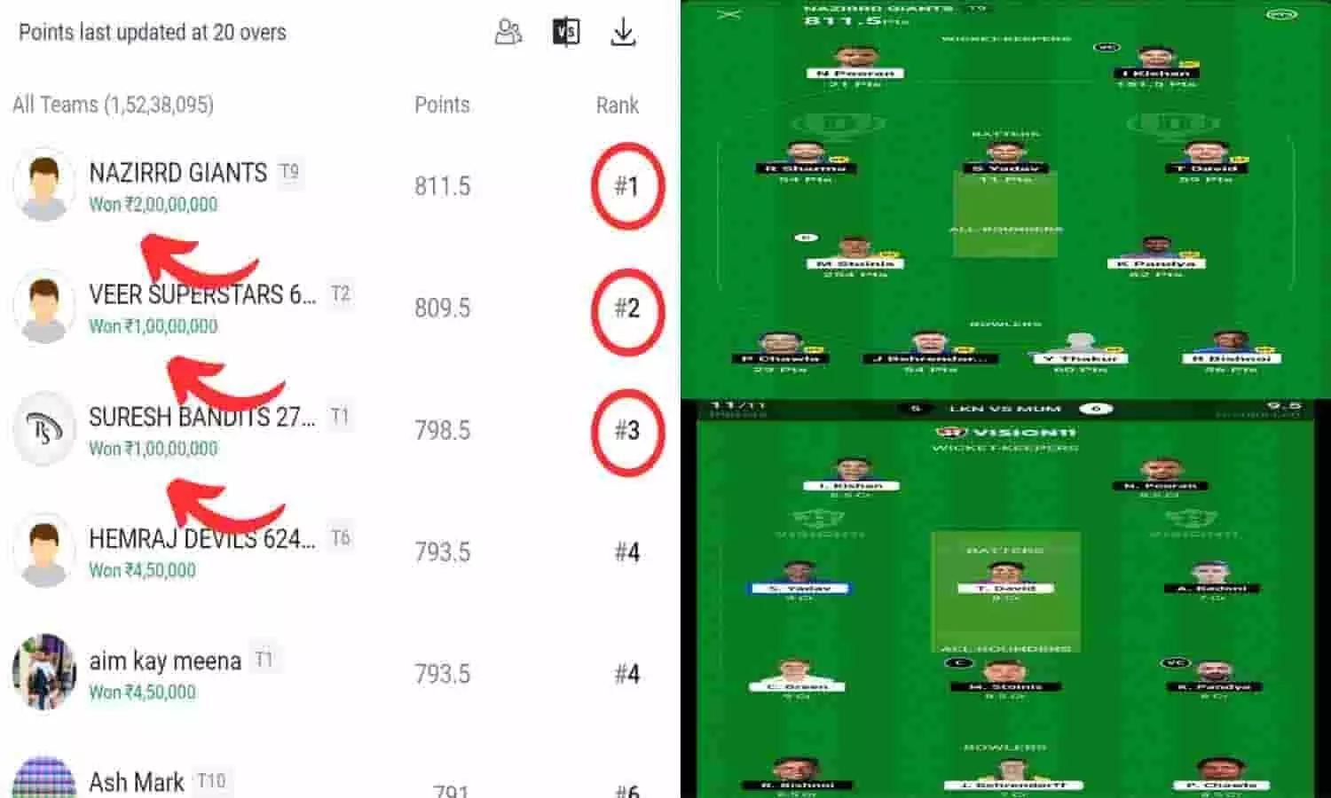 Dream 11 Winner 16 May