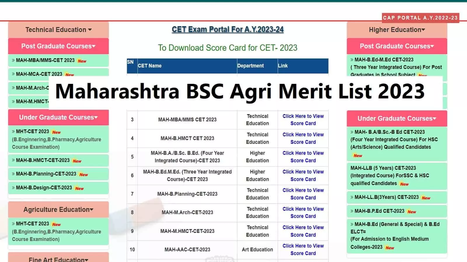 Maharashtra BSC Agri Merit List 2023 जारी, DIRECT LINK से करें CHECK