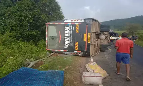 एमपी के अनूपपुर में पलट गई यात्रियों से भरी बस, मचा हड़कम्प