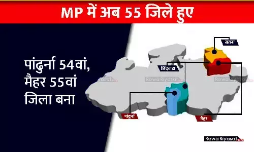 MP में अब 55 जिले हुए, पांढुर्ना 54वां व मैहर 55वां जिला बना: रानी बाटड मैहर कलेक्टर, सुधीर अग्रवाल एसपी होंगे; अजयदेव को पांढुर्ना कलेक्टर, राजेश त्रिपाठी को SP बनाया गया MP में अब 55 जिले हुए, पांढुर्ना 54वां व मैहर 55वां जिला बना: रानी बाटड मैहर कलेक्टर, सुधीर अग्रवाल एसपी होंगे; अजयदेव को पांढुर्ना कलेक्टर, राजेश त्रिपाठी को SP बनाया गया