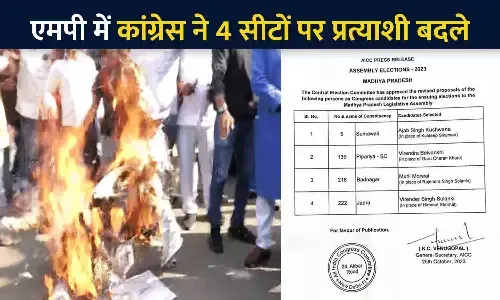 एमपी में कांग्रेस ने 4 सीटों पर प्रत्याशी बदलें, विरोध-प्रदर्शन और बगावत को देखते हुए पार्टी ने लिया फैसला