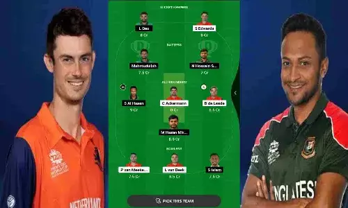 Netherlands vs Bangladesh Dream11 In Hindi: 1.50 करोड़ पाने के लिए इन खिलाड़ियों की बनाये ड्रीम11 टीम Netherlands vs Bangladesh Dream11 In Hindi: 1.50 करोड़ पाने के लिए इन खिलाड़ियों की बनाये ड्रीम11 टीम