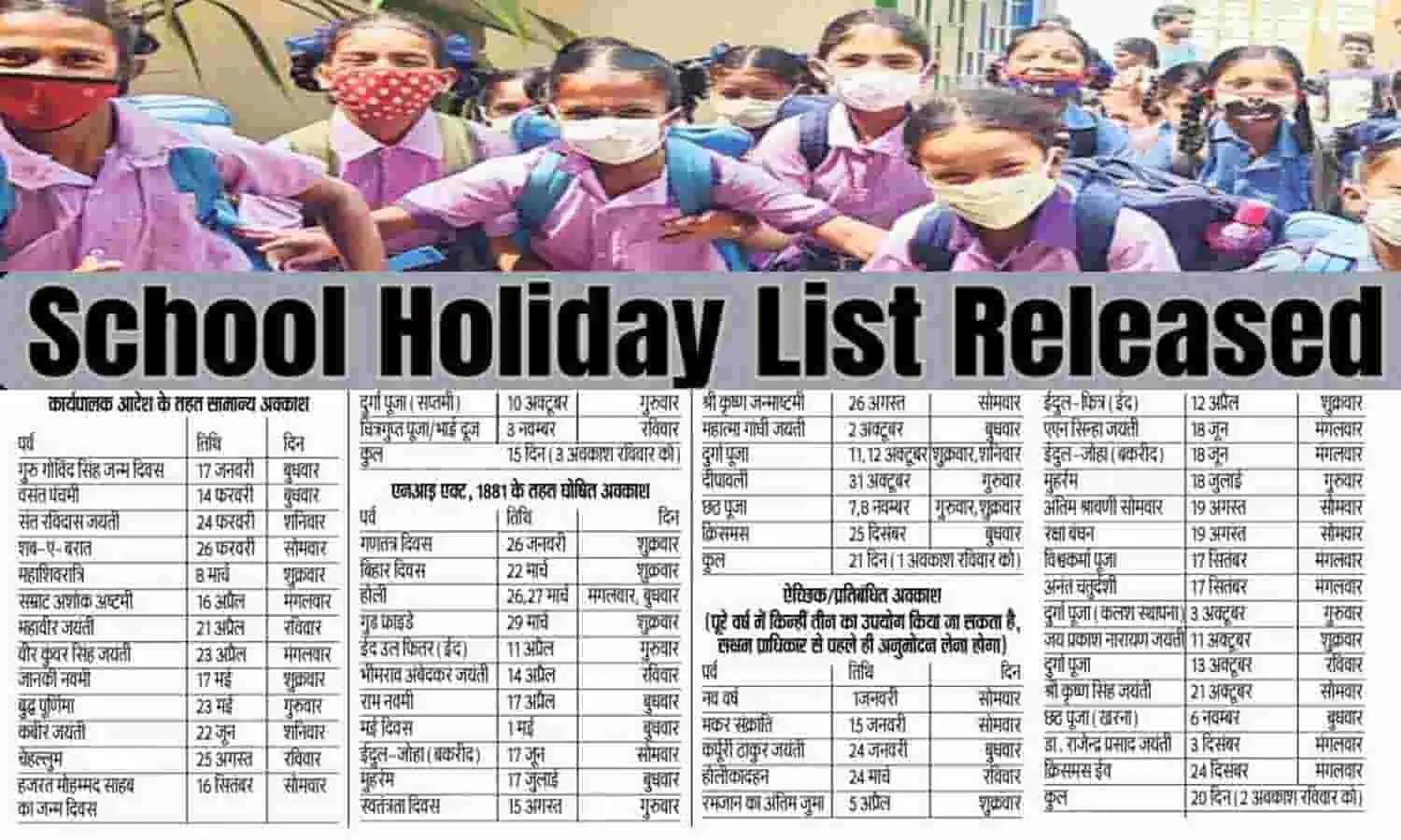 School Holiday List In India 2024: 2024 में स्कूल की छुट्टियों की लिस्ट जारी, चेक करे