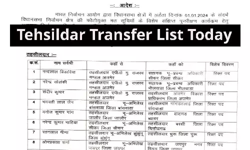 Tehsildar Transfer List Today: 24 तहसीलदार और 23 नायब तहसीलदार के तबादले, देखिए पूरी लिस्ट Tehsildar Transfer List Today: 24 तहसीलदार और 23 नायब तहसीलदार के तबादले, देखिए पूरी लिस्ट