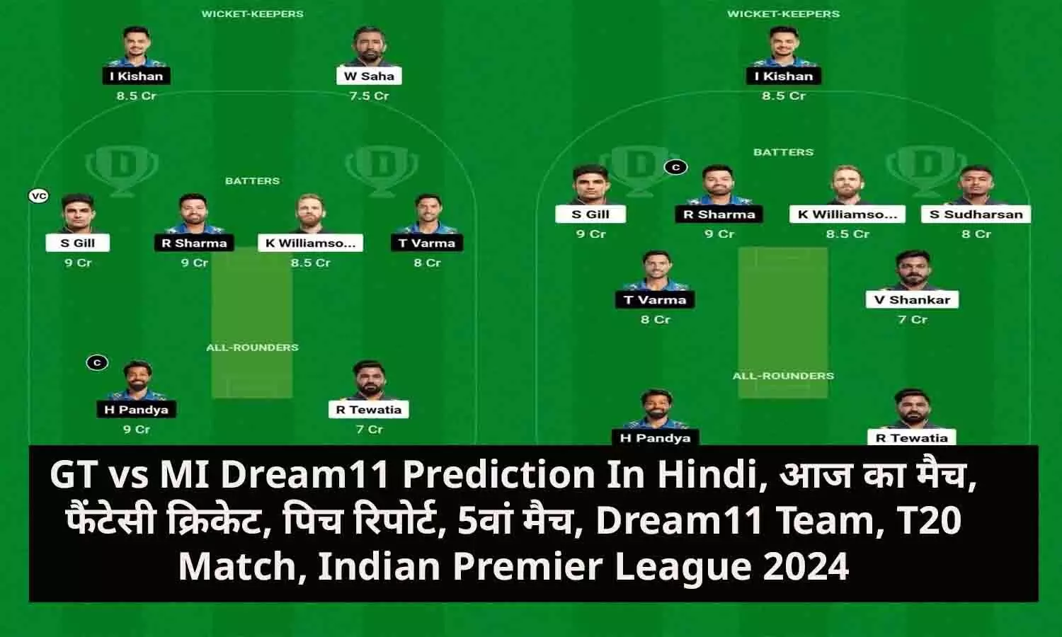 GT vs MI Dream11 Prediction in Hindi, Today Match, Fantasy Cricket, Pitch Report, 5th Match, Dream11 Team, T20 Match, Indian Premier League 2024