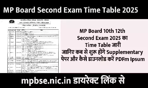 MP Board Second Exam Time Table 2025