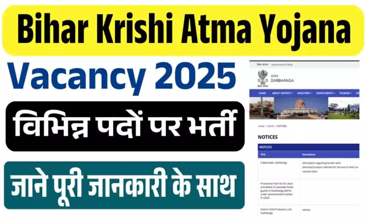 Bihar Krishi Atma Yojana Vacancy 2025 Bihar Krishi Atma Yojana Vacancy 2025