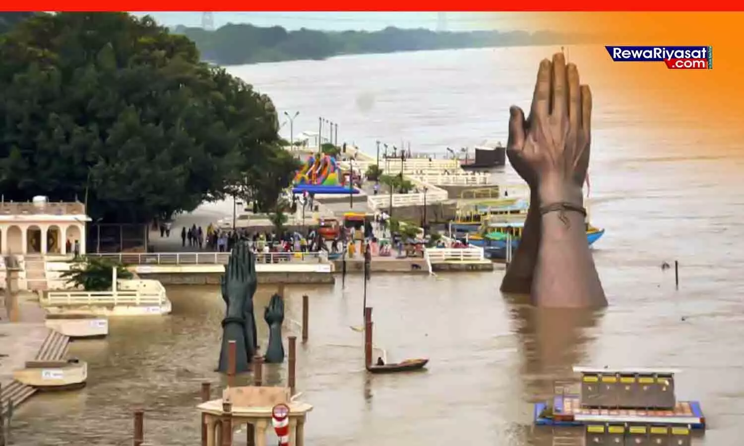 वाराणसी के सभी घाट गंगा बाढ़ में जलमग्न