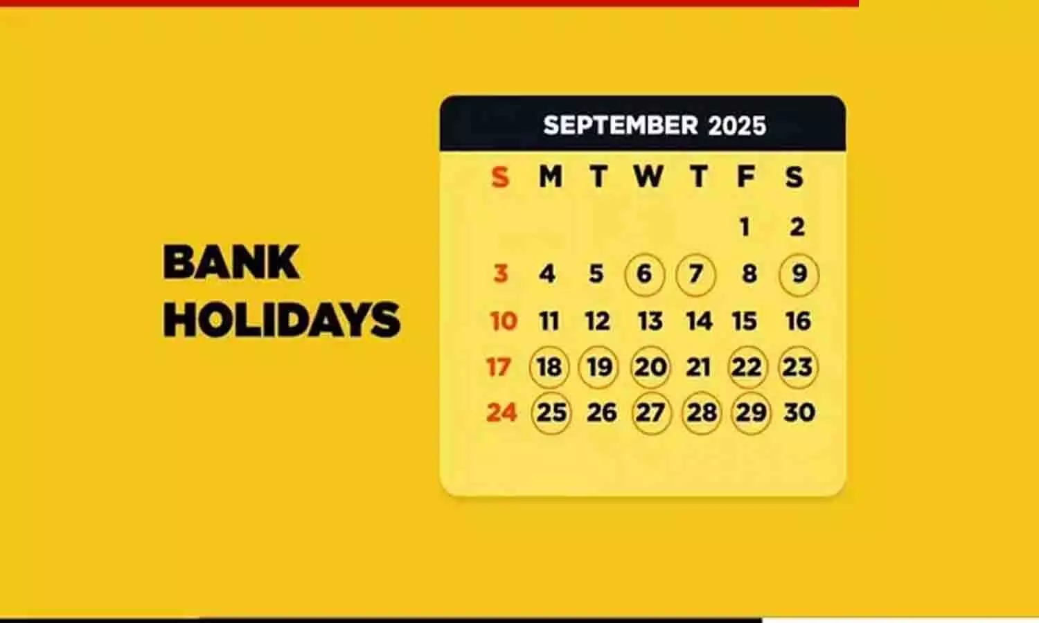 bank holiday list september 2025