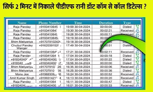 PDF Rani Com Call History Check 2025