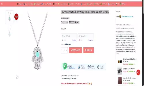 Silver Hamsa Necklace Very Unique and Rare Anti Tarnish