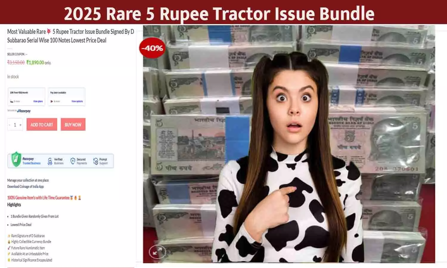 2025 Rare 5 Rupee Tractor Issue Bundle 2025 Rare 5 Rupee Tractor Issue Bundle