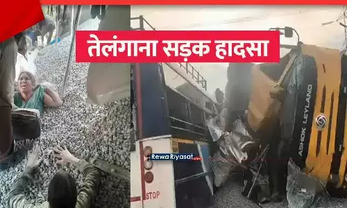 तेलंगाना के रंगारेड्डी में भीषण सड़क हादसा: हैदराबाद-बीजापुर हाईवे पर डंपर से बस टकराई, 20 की मौत, कई घायल