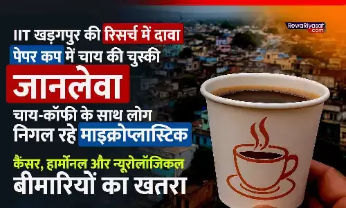 चाय की चुस्की बढ़ा रही कैंसर का खतरा: रीवा में रोजाना 3 लाख पेपर कप की खपत, IIT खड़गपुर के शोध ने खोला बड़ा राज़ – चाय-कॉफी के साथ निगल रहे माइक्रोप्लास्टिक चाय की चुस्की बढ़ा रही कैंसर का खतरा: रीवा में रोजाना 3 लाख पेपर कप की खपत, IIT खड़गपुर के शोध ने खोला बड़ा राज़ – चाय-कॉफी के साथ निगल रहे माइक्रोप्लास्टिक