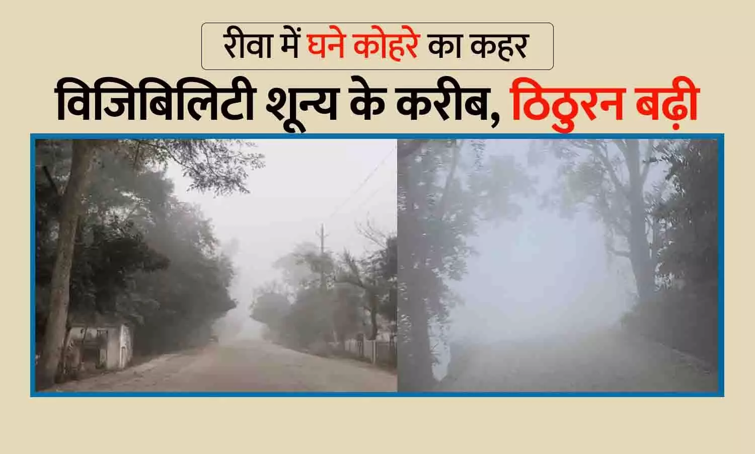 रीवा में घनी धुंध का कहर: विजिबिलिटी शून्य के करीब, ठंड ने बढ़ाई मुश्किलें रीवा में घनी धुंध का कहर: विजिबिलिटी शून्य के करीब, ठंड ने बढ़ाई मुश्किलें