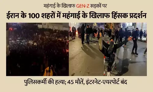 ईरान के 100 शहरों में महंगाई के खिलाफ Gen-Z का हिंसक प्रदर्शन, पुलिसकर्मी की हत्या; 45 मौतें, इंटरनेट-एयरपोर्ट बंद ईरान के 100 शहरों में महंगाई के खिलाफ Gen-Z का हिंसक प्रदर्शन, पुलिसकर्मी की हत्या; 45 मौतें, इंटरनेट-एयरपोर्ट बंद
