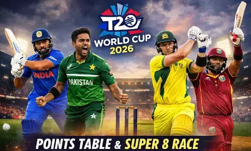 T20 World Cup 2026 points table showing group standings and Super 8 qualification race.