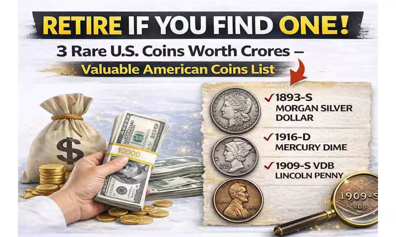 RETIRE IF YOU FIND ONE! 3 Rare U.S. Coins Worth Crores – Valuable American Coins List RETIRE IF YOU FIND ONE! 3 Rare U.S. Coins Worth Crores – Valuable American Coins List