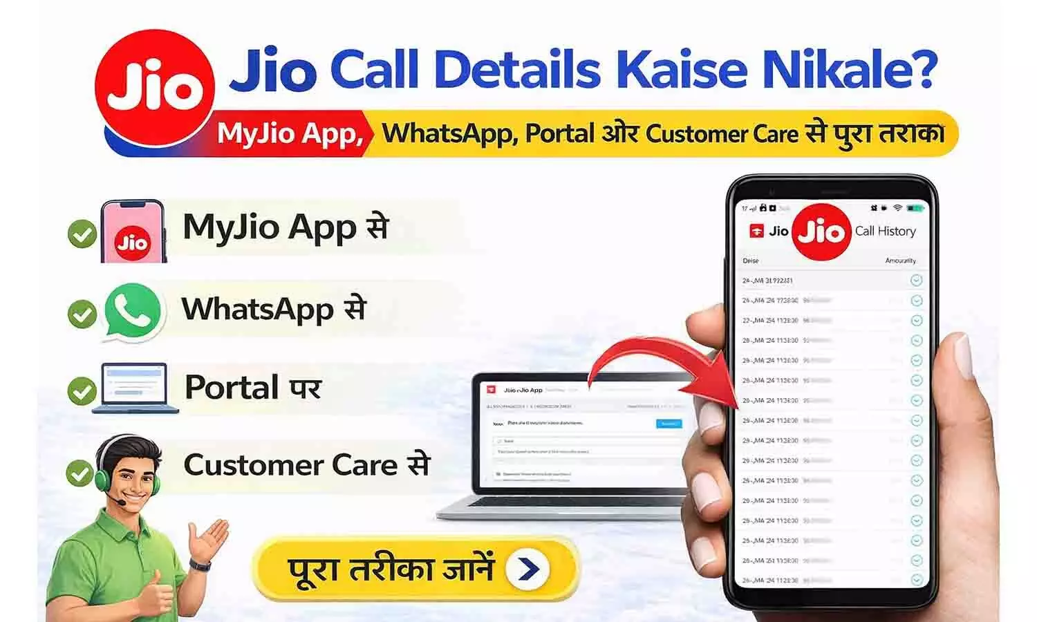 Jio Call Details Kaise Nikale? MyJio App, WhatsApp, Portal और Customer Care से पूरा तरीका (2026) Jio Call Details Kaise Nikale? MyJio App, WhatsApp, Portal और Customer Care से पूरा तरीका (2026)