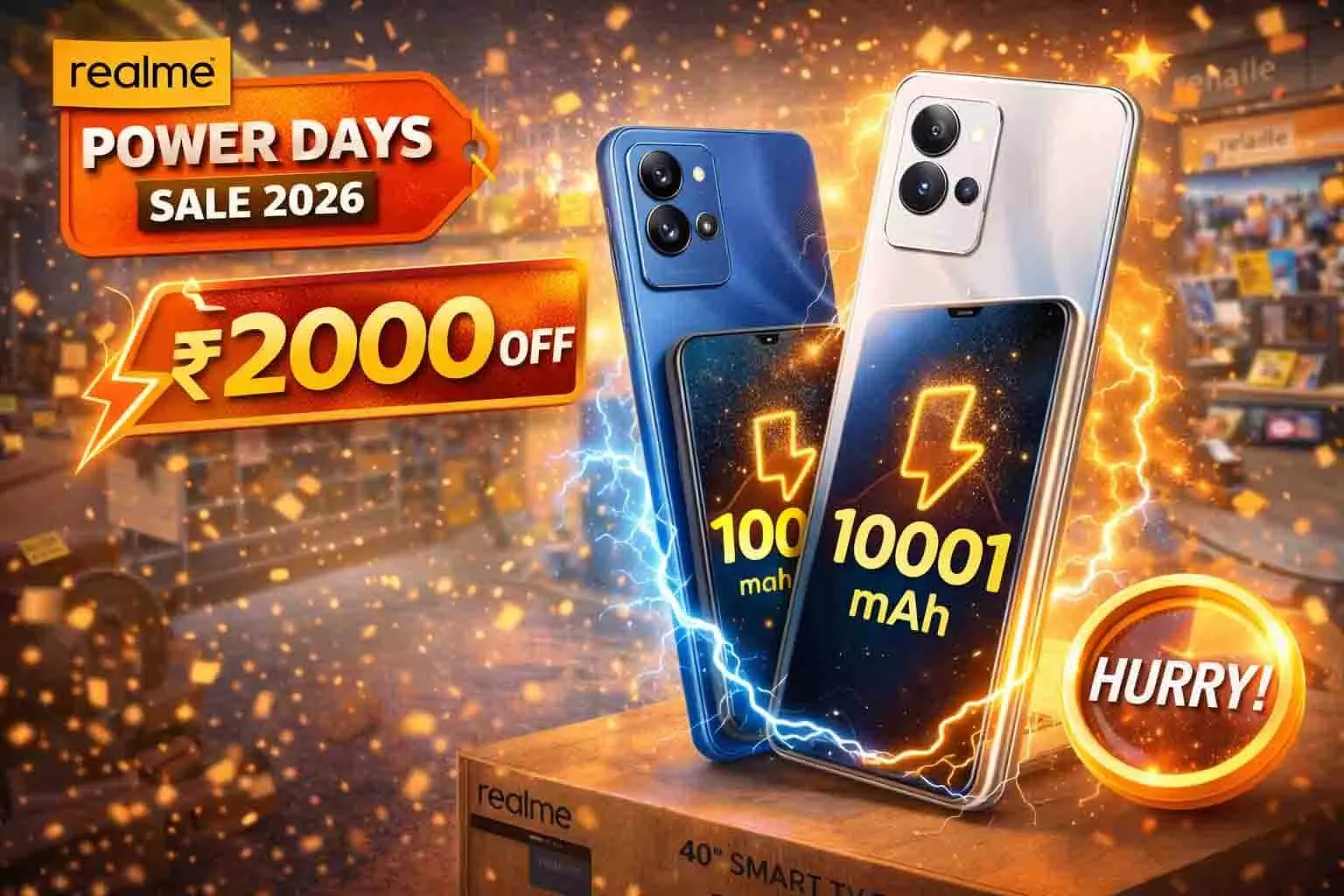 रियलमी P-सीरीज के P4, P4x और P4 Power पर ₹2000 का डिस्काउंट रियलमी P-सीरीज के P4, P4x और P4 Power पर ₹2000 का डिस्काउंट