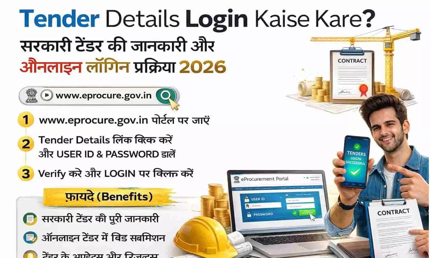 Tender Details Login Kaise Kare? सरकारी टेंडर की जानकारी और ऑनलाइन लॉगिन प्रक्रिया 2026 Tender Details Login Kaise Kare? सरकारी टेंडर की जानकारी और ऑनलाइन लॉगिन प्रक्रिया 2026