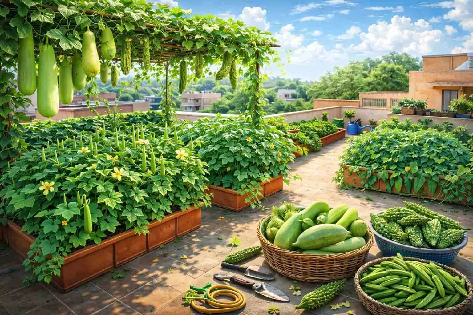 छत पर लौकी, भिंडी और करेला उगाने का जादुई तरीका छत पर लौकी, भिंडी और करेला उगाने का जादुई तरीका