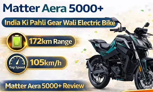 Matter Aera 5000+: भारत की पहली गियर वाली Electric Bike | 172km Range और 105km/h की रफ़्तार | Matter Aera 5000+ Review Matter Aera 5000+: भारत की पहली गियर वाली Electric Bike | 172km Range और 105km/h की रफ़्तार | Matter Aera 5000+ Review