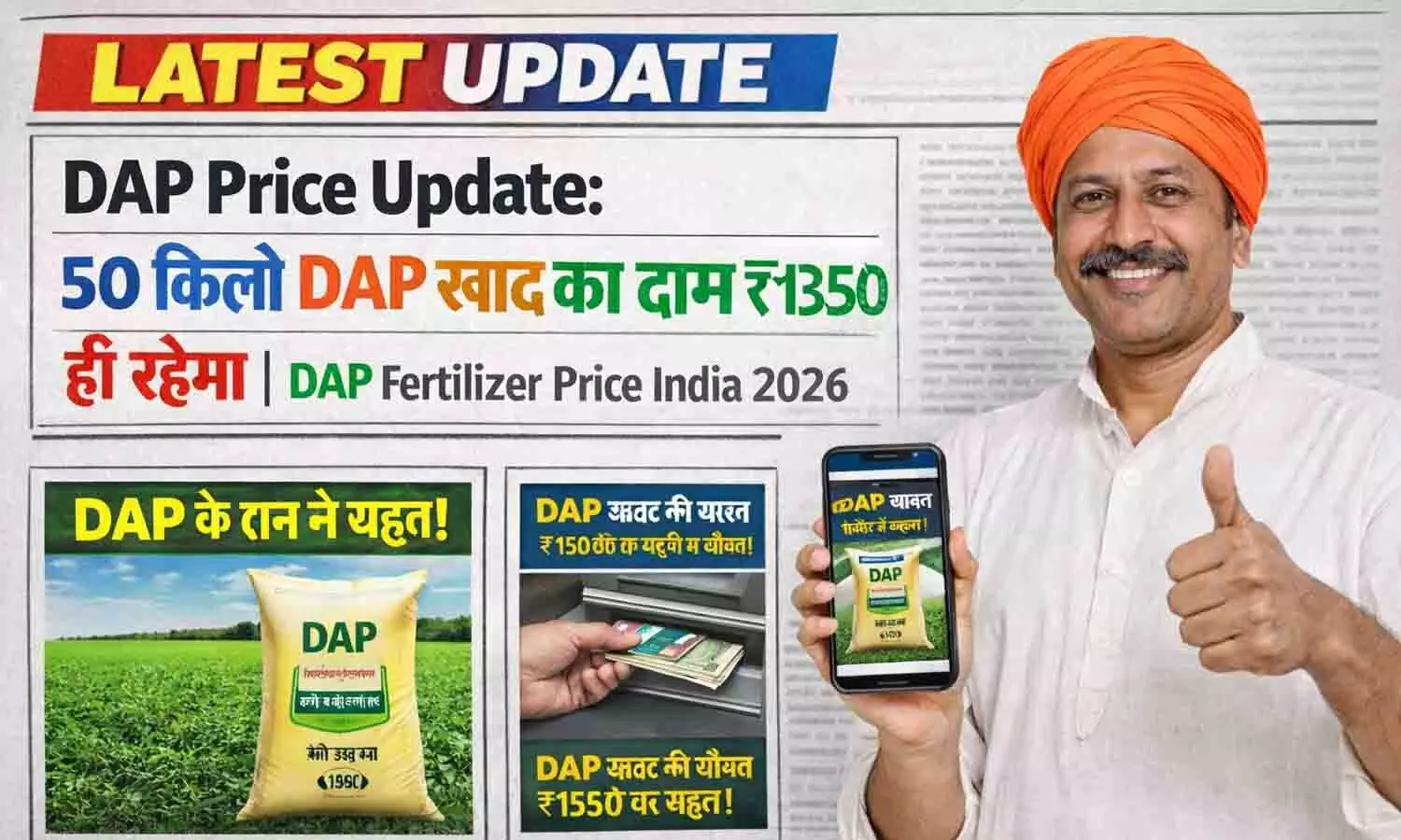 DAP Price Update: 50 किलो DAP खाद का दाम ₹1350 ही रहेगा | DAP Fertilizer Price India 2026 DAP Price Update: 50 किलो DAP खाद का दाम ₹1350 ही रहेगा | DAP Fertilizer Price India 2026