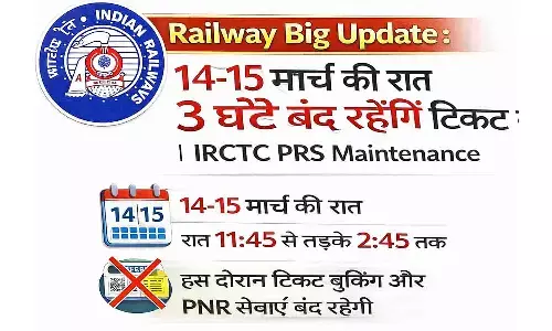 Railway Big Update: 14-15 मार्च की रात 3 घंटे बंद रहेंगी टिकट बुकिंग और PNR सेवाएं | IRCTC PRS Maintenance Railway Big Update: 14-15 मार्च की रात 3 घंटे बंद रहेंगी टिकट बुकिंग और PNR सेवाएं | IRCTC PRS Maintenance