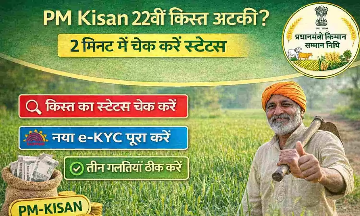 PM Kisan 22वीं किस्त अटकी? 2 मिनट में चेक करें स्टेटस | PM Kisan 22nd Installment Status Check & Fix PM Kisan 22वीं किस्त अटकी? 2 मिनट में चेक करें स्टेटस | PM Kisan 22nd Installment Status Check & Fix