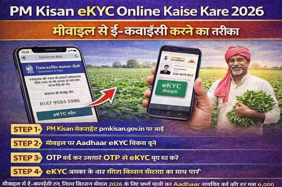 PM Kisan eKYC Online Kaise Kare 2026 | मोबाइल से ई-केवाईसी करने का तरीका